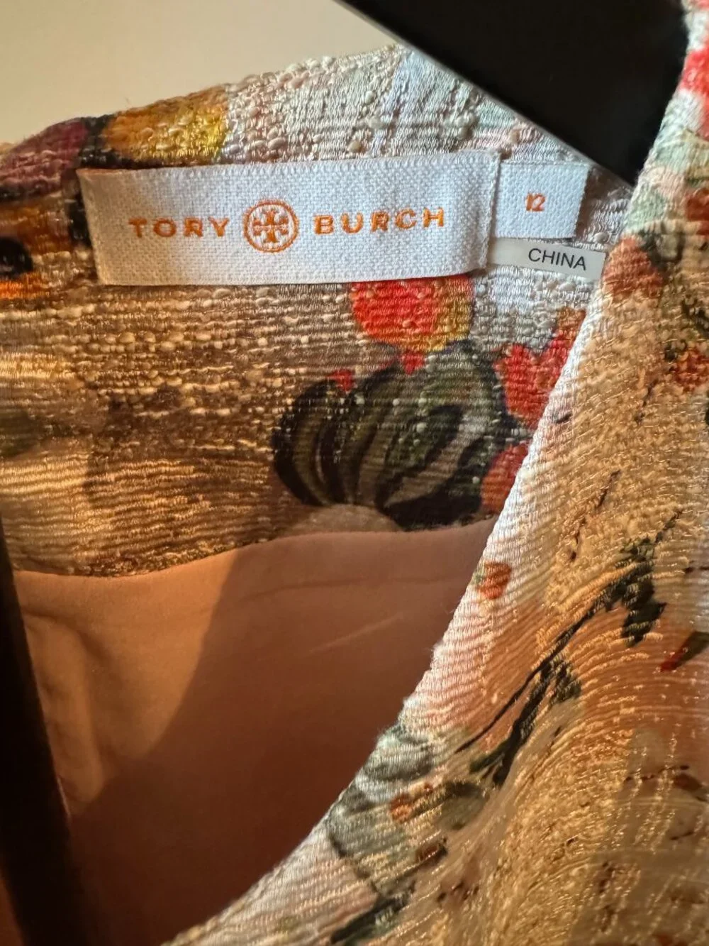 Tory Burch Peach Floral Mosaic Dress US Size 12 - Picture 2 of 12
